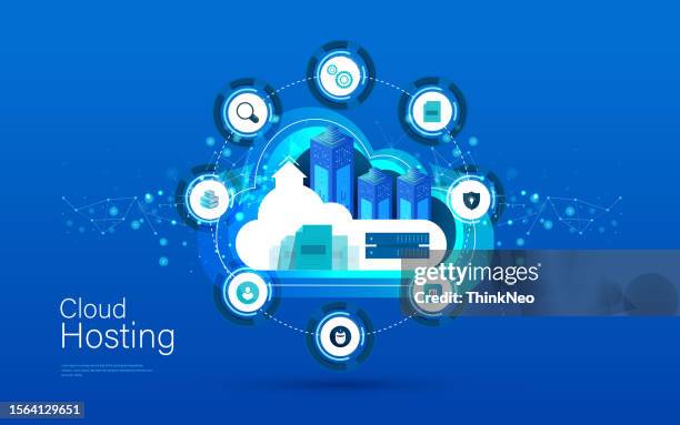 konzept des serverraums. hosting mit cloud-datenspeicher und serverraum. server-rack. - vpn stock-grafiken, -clipart, -cartoons und -symbole