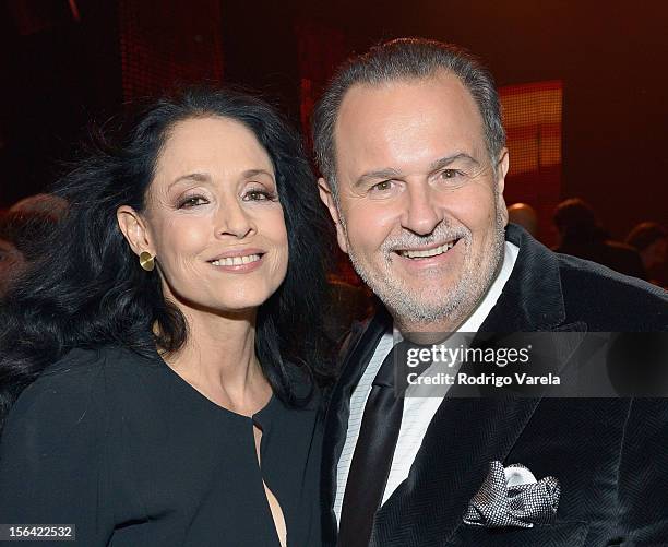 Personality Raul De Molina and Actress Sonia Braga during the 2012 Person of the Year honoring Caetano Veloso at the MGM Grand Garden Arena on...