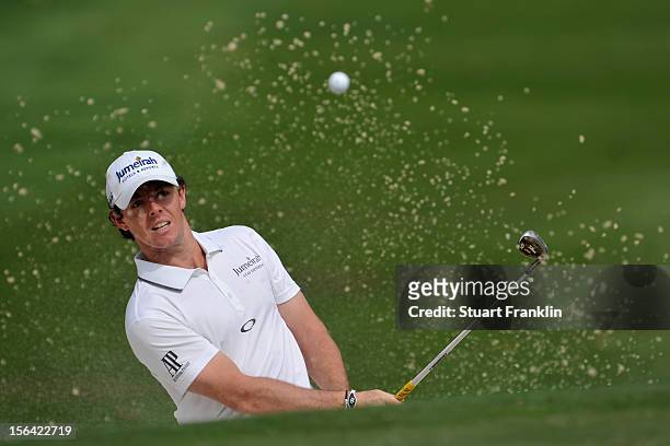 Rory McIlroy of Northern Ireland plays a bunker shot during the first round of the UBS Hong Kong open at The Hong Kong Golf Club on November 15, 2012...