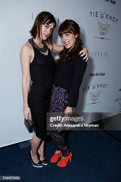 Lizzy Caplan and Leslie Sloane at the launch of Tie The Knot, a charity benefitting marriage equality through the sale of limited edition bowties...