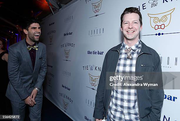 Justin Mikita and Sean Hayes at the launch of Tie The Knot, a charity benefitting marriage equality through the sale of limited edition bowties...