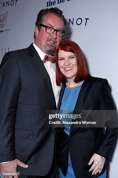 Chris Haston and Kate Flannery at the launch of Tie The Knot, a charity benefitting marriage equality through the sale of limited edition bowties...