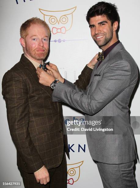 Actor Jesse Tyler Ferguson and partner Justin Mikita attend the launch of Tie The Knot hosted by Ferguson and Mikita at The London West Hollywood on...