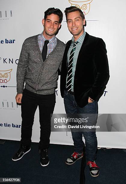 Personality Lance Bass and Michael Turchin attend the launch of Tie The Knot hosted by Jesse Tyler Ferguson and his partner Justin Mikita at The...