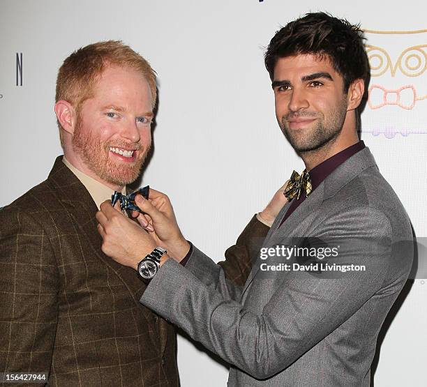 Actor Jesse Tyler Ferguson and partner Justin Mikita attend the launch of Tie The Knot hosted by Ferguson and Mikita at The London West Hollywood on...