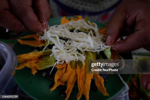 Preparation of a tlatoani , during the Pre-Hispanic Gastronomic Fair in the Iztapalapa mayor's office, Mexico City, where the roots of the Mexican...