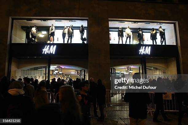 External view of Maison Martin Margiela With H&M Collection Launch at H&M Champs Elysees on November 14, 2012 in Paris, France.