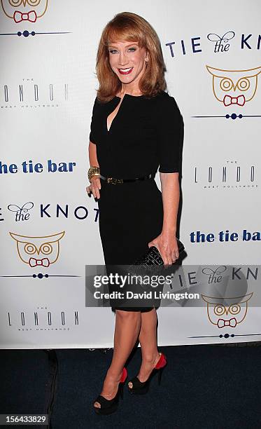 Actress Kathy Griffin attends the launch of Tie The Knot hosted by Jesse Tyler Ferguson and his partner Justin Mikita at The London West Hollywood on...