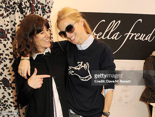Bella Freud and Laura Bailey attend the launch of the Bella Freud pop-up boutique at Bicester Village on November 15, 2012 in Bicester, England.