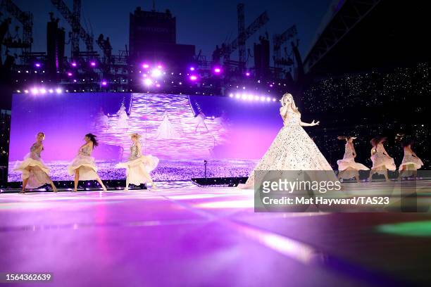Taylor Swift performs onstage during the Taylor Swift | The Eras Tour at Lumen Field on July 22, 2023 in Seattle, Washington.