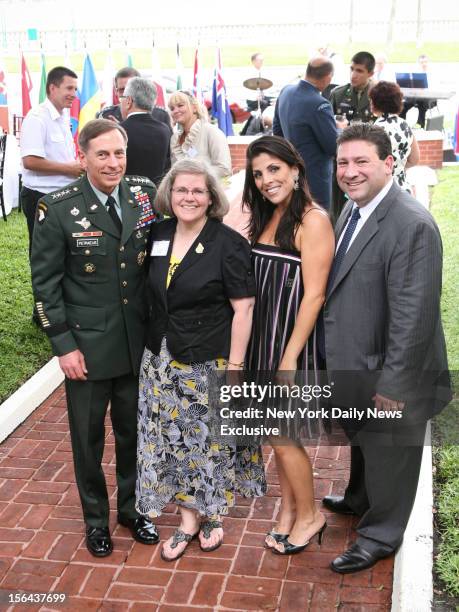 Jill Kelley, General David Petraeus, Holly Petraeus, Jill Kelley and Scott Kelley attending event in which Gen. Petraeus was presented with community...