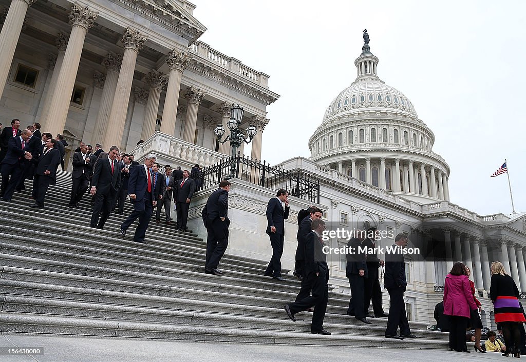 113th Newly elected Congressional freshmen of the 113th Congress walk away ...
