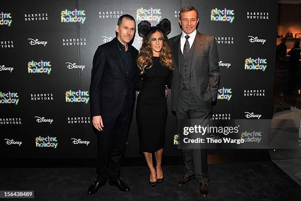 Mark Lee, Sarah Jessica Parker and Bob Iger attend Barneys New York And Disney Electric Holiday Window Unveiling Hosted By Sarah Jessica Parker, Bob...