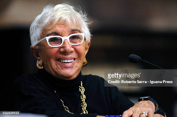Italian director and author Lina Wertmuller attends the presentation of her autobiographical book "Tutto a Posto Niente in Ordine" at Archiginnasio's...