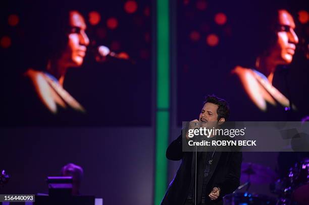 Singer Luis Enrique performs at the 2012 Latin Recording Academy Person of the Year gala, honoring musician Caetano Veloso of Brazil, on November 14,...
