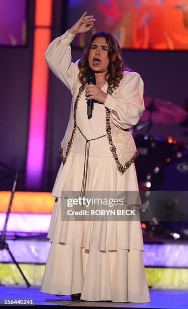 Tania Libertad performs at the 2012 Latin Recording Academy Person of the Year gala, honoring musician Caetano Veloso of Brazil, on November 14, 2012...