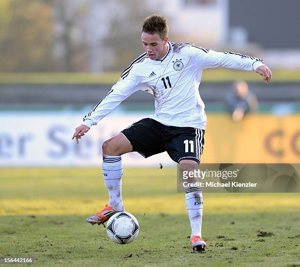 Thomas Pledl of Germany during the International Friendly match between U19 Germany and U19 France at Rheinstadium on November 14, 2012 in Kehl,...