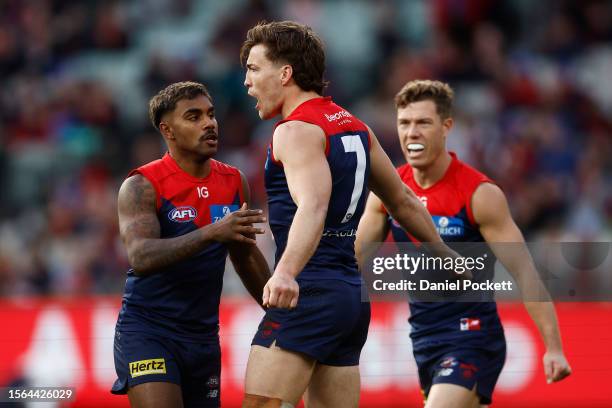 Jack Viney of the Demons zcduring the round 19 AFL match between Melbourne Demons and Adelaide Crows at Melbourne Cricket Ground, on July 23 in...