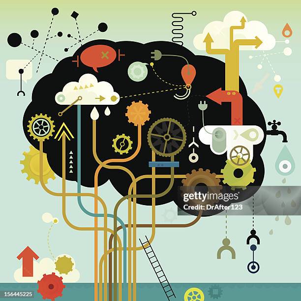 brainstorming - cloud reflection stock illustrations