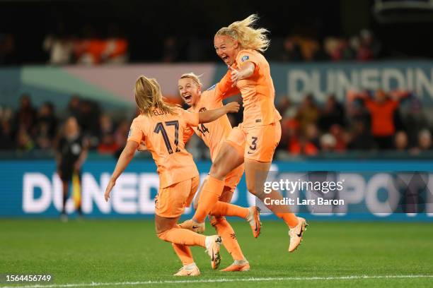 Stefanie Van Der Gragt of Netherlands celebrates after scoring her team's first goal during the FIFA Women's World Cup Australia & New Zealand 2023...