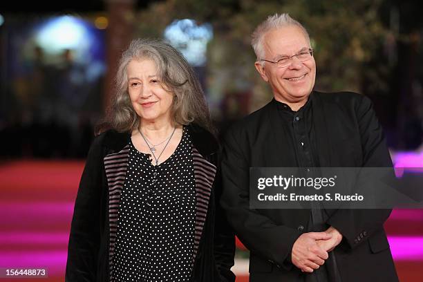 Martha Argerich and Stephen Kovacevich attend the 'Bloody Daughter' Premiere during the 7th Rome Film Festival at the Auditorium Parco Della Musica...