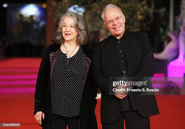 Martha Argerich and Stephen Kovacevich attend the 'Bloody Daughter' Premiere during the 7th Rome Film Festival at the Auditorium Parco Della Musica...