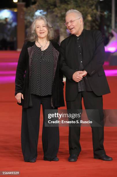 Martha Argerich and Stephen Kovacevich attend the 'Bloody Daughter' Premiere during the 7th Rome Film Festival at the Auditorium Parco Della Musica...