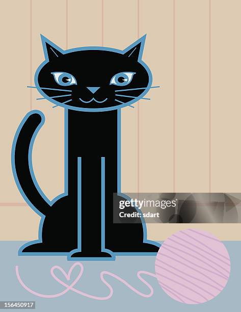love cat - heart string stock illustrations