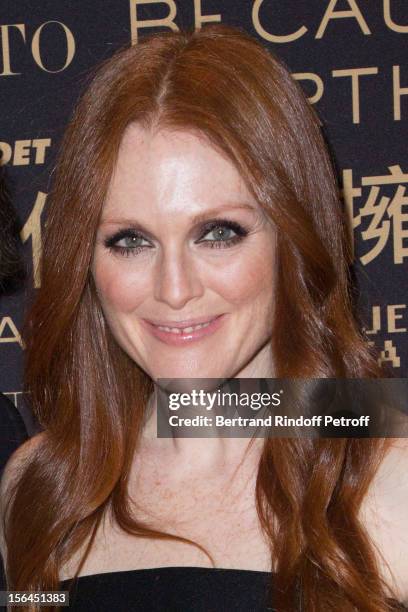 Julianne Moore, the new face of L'Oreal Paris, attends the L'Oreal New Egerie Presentation and Press Conference event at Hotel D'Evreux on November...