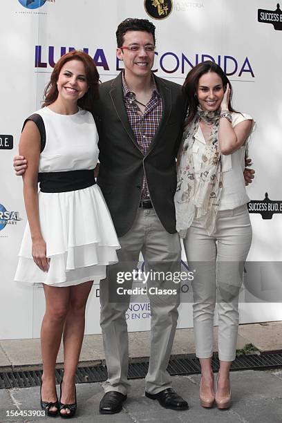 Alejandra Ambrosi, Pepe and Ana Searradilla Bojorques pose during a photo shoot for the Luna Escondida Film Screening Escondida on November 14, 2012...