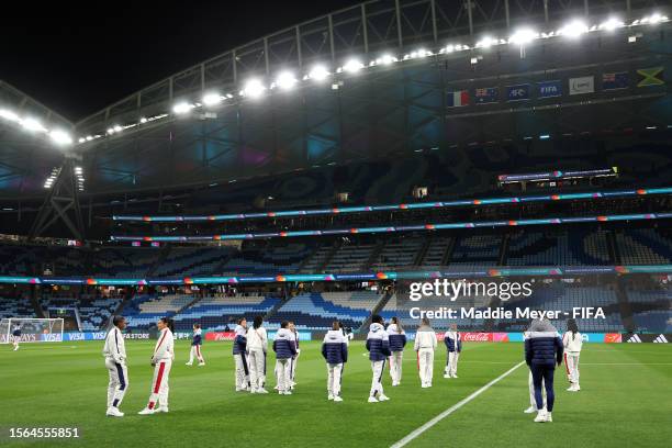 France players inspect the pitch prior to the FIFA Women's World Cup Australia & New Zealand 2023 Group F match between France and Jamaica at Sydney...