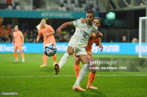 Jessica Silva of Portugal controls the ball against Danielle Van De Donk of Netherlands during the FIFA Women's World Cup Australia & New Zealand...