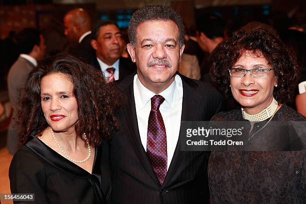 Ex President Leonel Fernandez and guests pose at the 6th Annual Dominican Republic Global Film Festival 2012 Day 1 on November 14, 2012 in Santo...