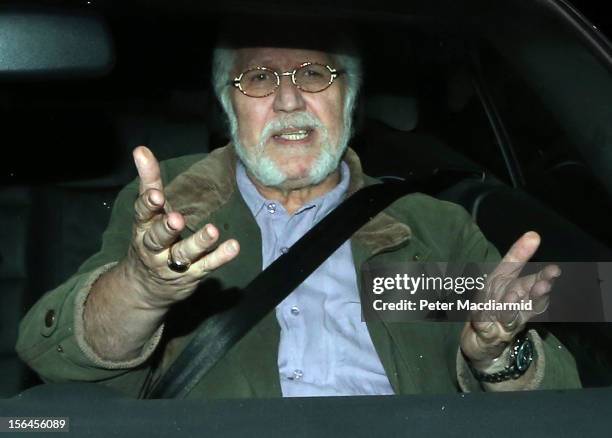 Dave Lee Travis arrives home after leaving Aylesbury police station on November 15, 2012 near Leighton Buzzard, England. Police say that they have...