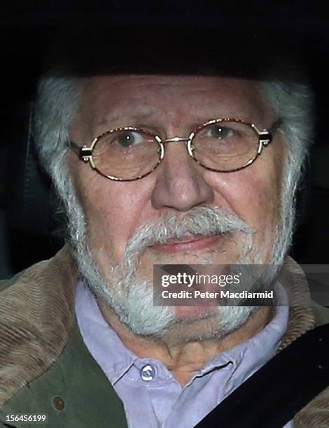 Dave Lee Travis arrives home after leaving Aylesbury police station on November 15, 2012 near Leighton Buzzard, England. Police say that they have...