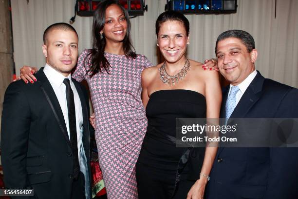 Actor Ramses Jimenez, producer Cisily Saldana, producer Sandra Condito pose at the 6th Annual Dominican Republic Global Film Festival 2012 Day 1 on...