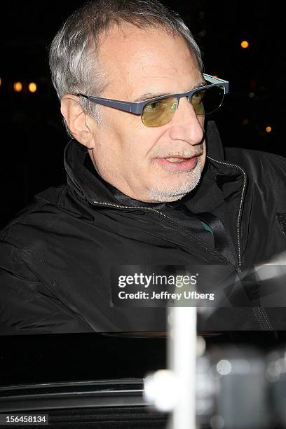 Singer/musician Donald Fagen departs "Late Show with David Letterman" at Ed Sullivan Theater on November 15, 2012 in New York City.