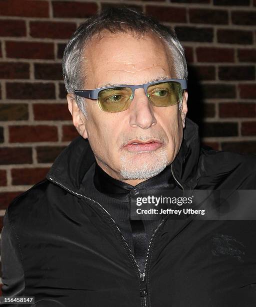 Singer/musician Donald Fagen departs "Late Show with David Letterman" at Ed Sullivan Theater on November 15, 2012 in New York City.