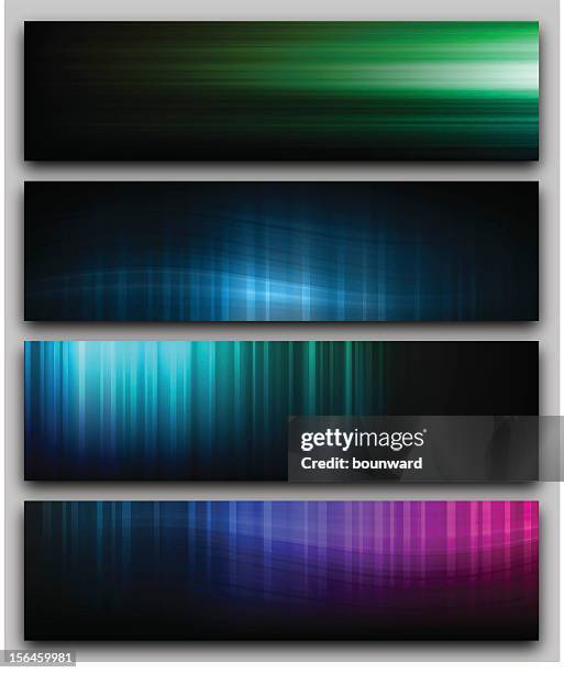 four line banners - aurora borealis stock illustrations