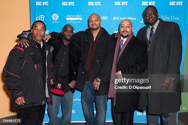 Korey Wise, Antron McCray, Kevin Richardson, Raymond Santana, and Yusef Salaam attend the 2012 NYC Doc Festival Closing Night Screening Of "The...
