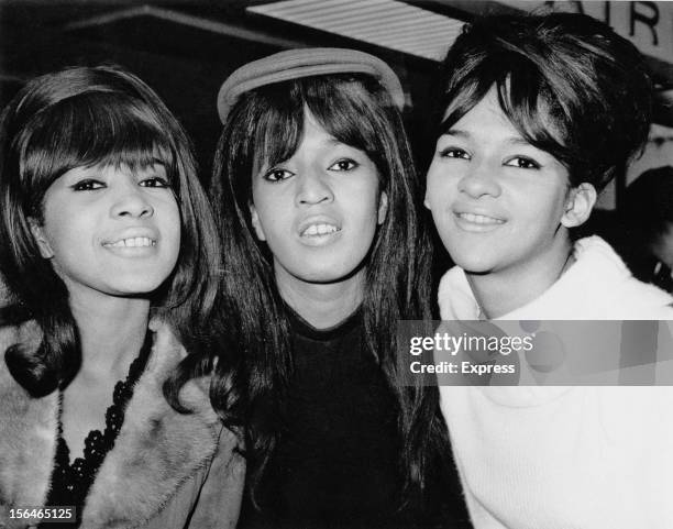 American pop trio The Ronettes, comprising Veronica Bennett , Nedra Talley and Estelle Bennett, UK, 21st October 1964.