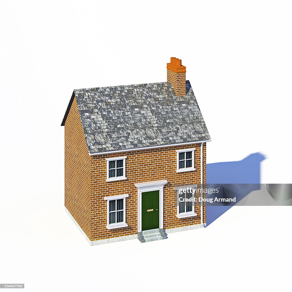 Small detached house on white
