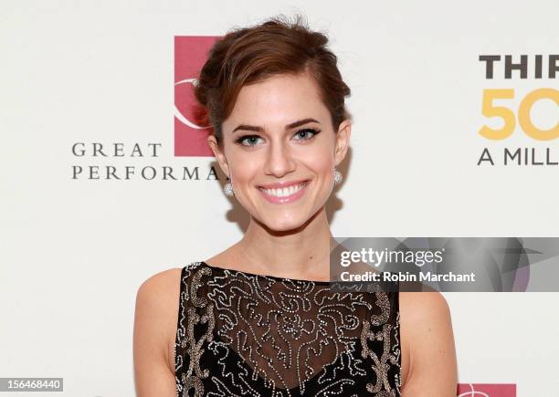 Actress Allison Williams attends the THIRTEEN 50th Anniversary Gala Salute at David Koch Theatre at Lincoln Center on November 15, 2012 in New York...