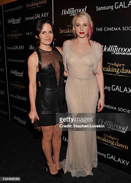 Actresses Elizabeth Reaser and Casey LaBow attend The Cinema Society with The Hollywood Reporter & Samsung Galaxy screening of "The Twilight Saga:...