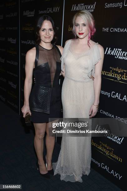 Actresses Elizabeth Reaser and Casey LaBow attend The Cinema Society with The Hollywood Reporter & Samsung Galaxy screening of "The Twilight Saga:...