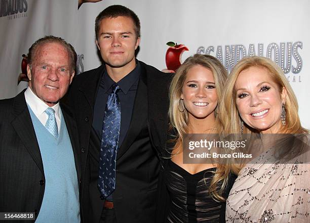 Frank Gifford, Cody Gifford, Kathie Lee Gifford and Cody Gifford attends the opening night of "Scandalous" on Broadway at the Neil Simon Theatre on...