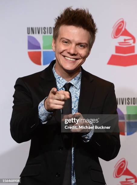 Singer Michel Telo poses in the press room during the 13th annual Latin GRAMMY Awards held at the Mandalay Bay Events Center on November 15, 2012 in...