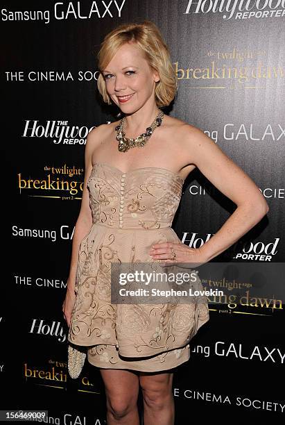 Actress Emily Bergl attends The Cinema Society with The Hollywood Reporter & Samsung Galaxy screening of "The Twilight Saga: Breaking Dawn Part 2" on...