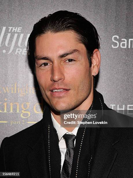 Model Tyson Ballou attends The Cinema Society with The Hollywood Reporter & Samsung Galaxy screening of "The Twilight Saga: Breaking Dawn Part 2" on...