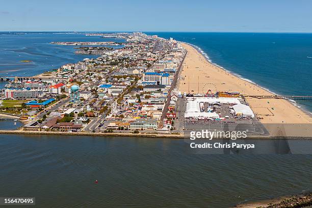 aerial view of ocean city, md - ocean city maryland stock pictures, royalty-free photos & images